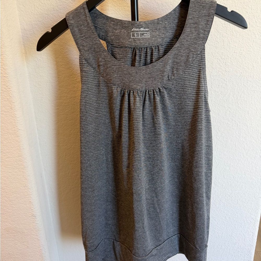 Eddie Bauer Heathered Gray Scoop Neck Tank S